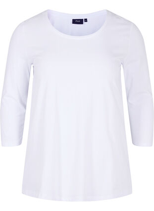 Basic t-shirt met driekwartsmouwen, Bright White, Packshot image number 0