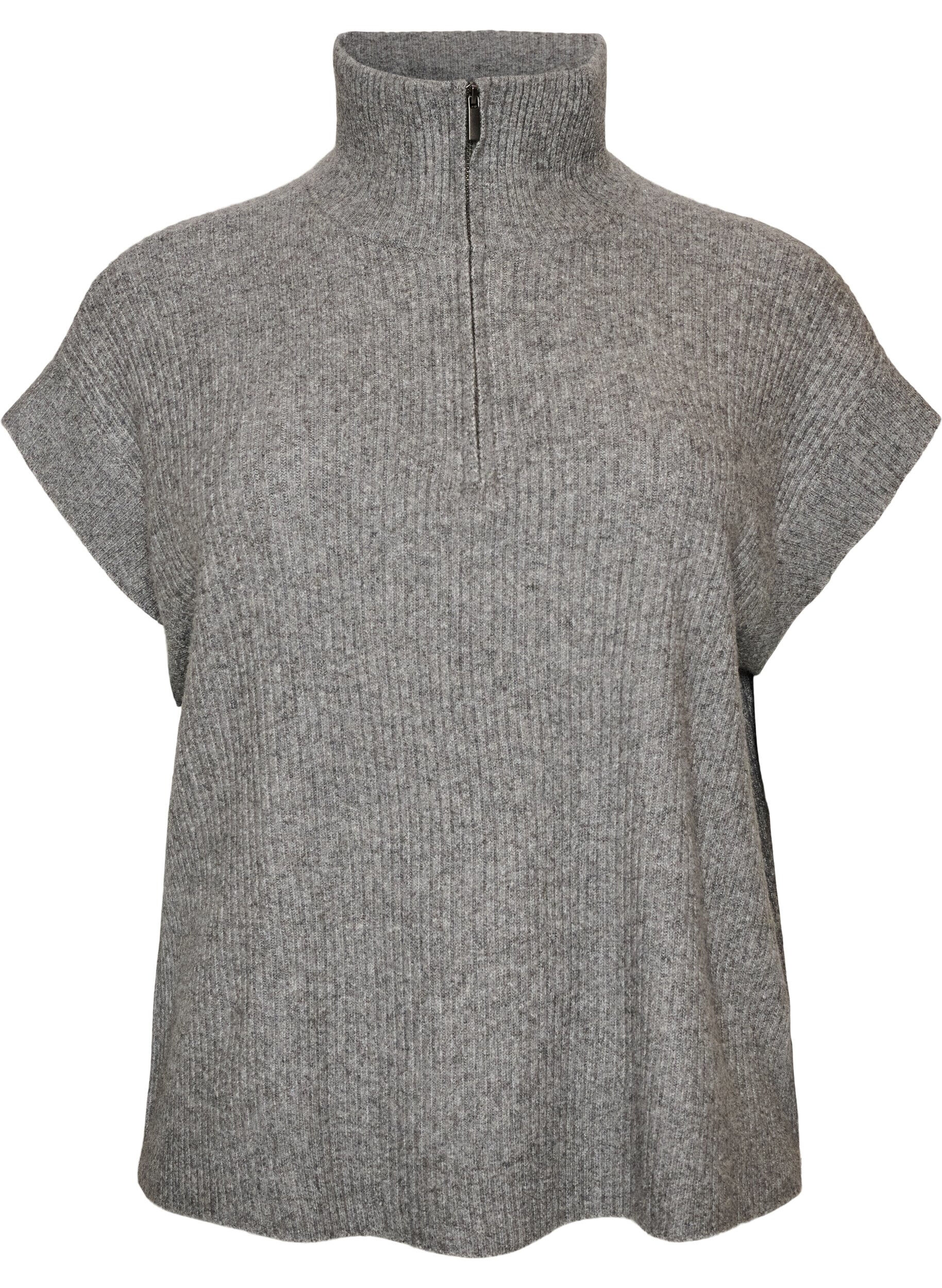 Gilet en maille avec col montant et zip court