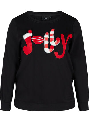 Kerst sweatshirt, Black Jolly, Packshot image number 0