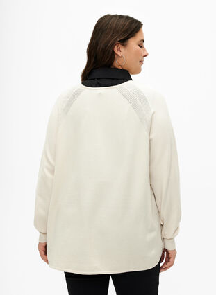 Gebreide blouse met raglanmouwen, Birch Mel., Model image number 1