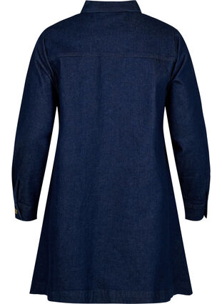Denim jurk met A-vorm en knopen, Dark Blue Denim, Packshot image number 1