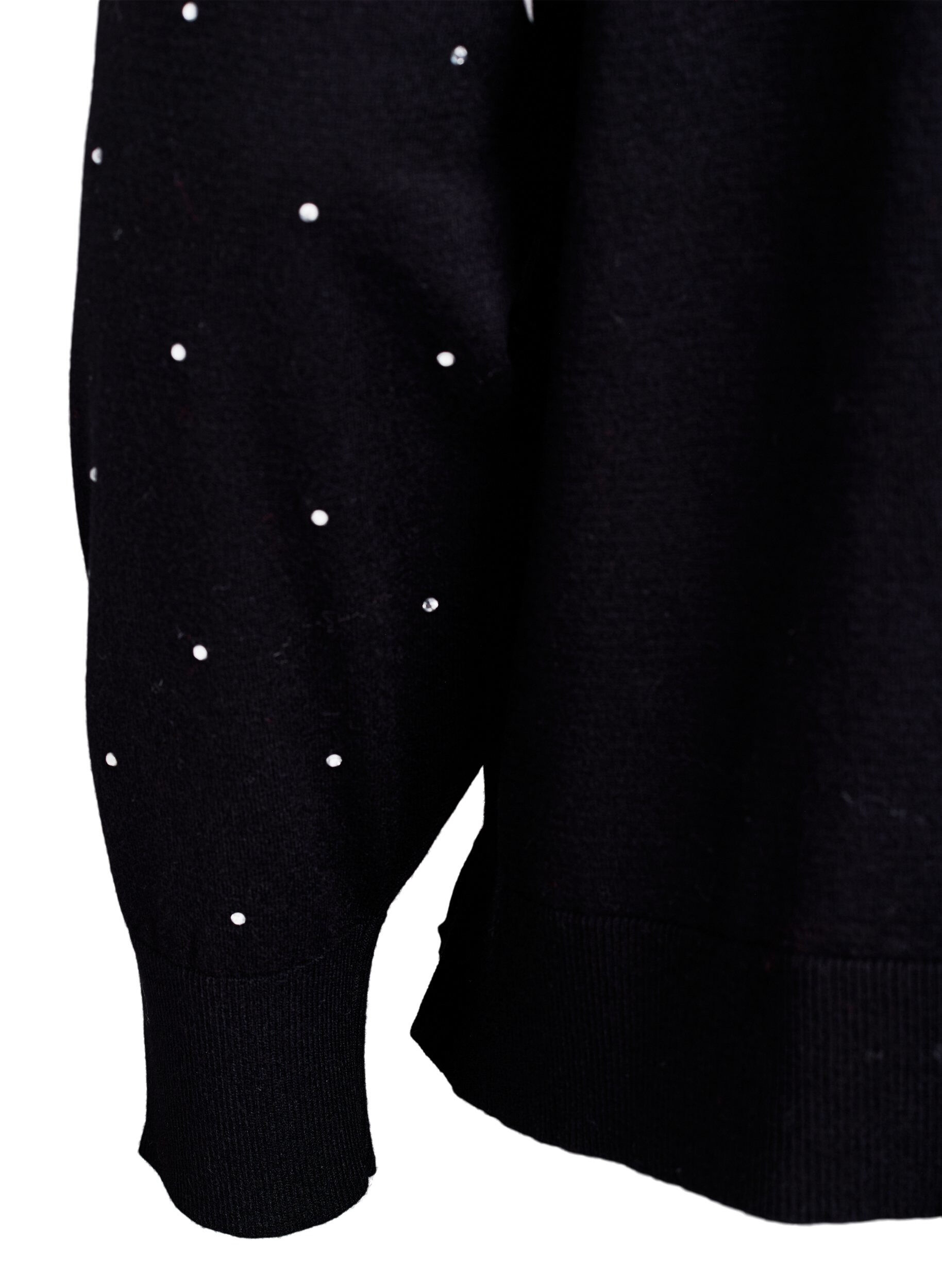 Zizzi Blouse en maille l&acirc;che avec strass, Noir, Packshot image number 3