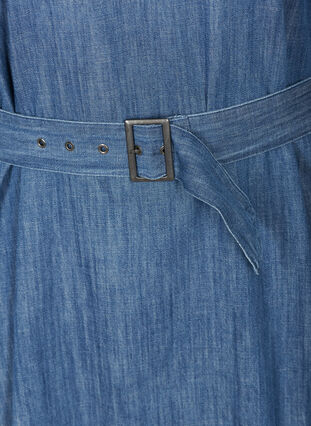 Robe en jean avec ceinture et manches 3/4, Blue denim, Packshot image number 3