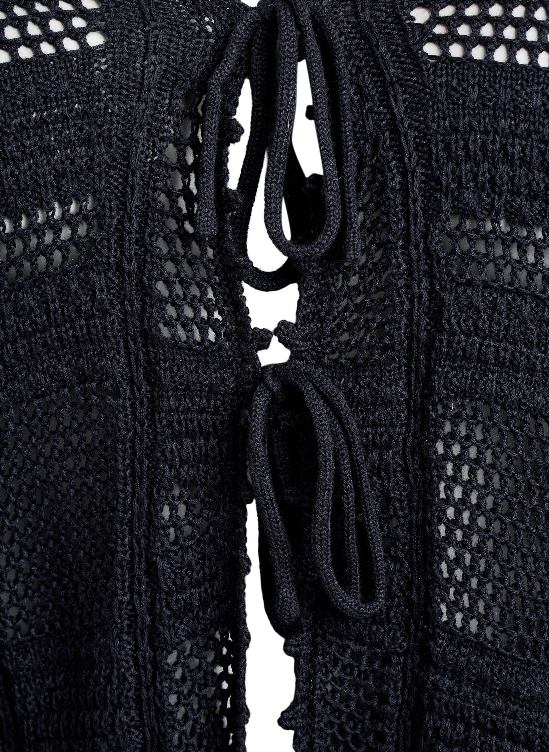 Zizzi Cardigan en maille avec liens et motifs ajour&eacute;s, Noir, Packshot image number 2