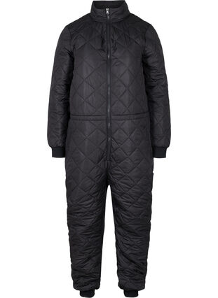 Gewatteerde thermo jumpsuit met verstelbare taille, Black, Packshot image number 0