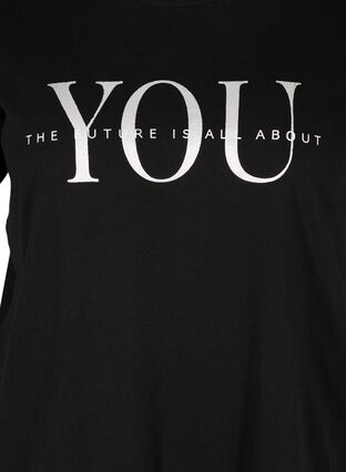 T-shirt met print van biologisch katoen, Black You, Packshot image number 2