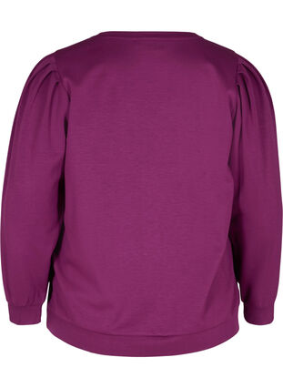 Sweatshirt met ronde hals en ballonmouwen, Dark Purple, Packshot image number 1