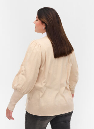 Pull en tricot à manches bouffantes, Birch Mel, Model image number 1