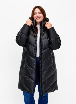 Veste d'hiver imperméable avec capuche détachable, Black, Model image number 0