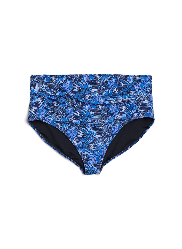Culotte de bikini taille haute &agrave; motif, Bleu, Packshot image number 0
