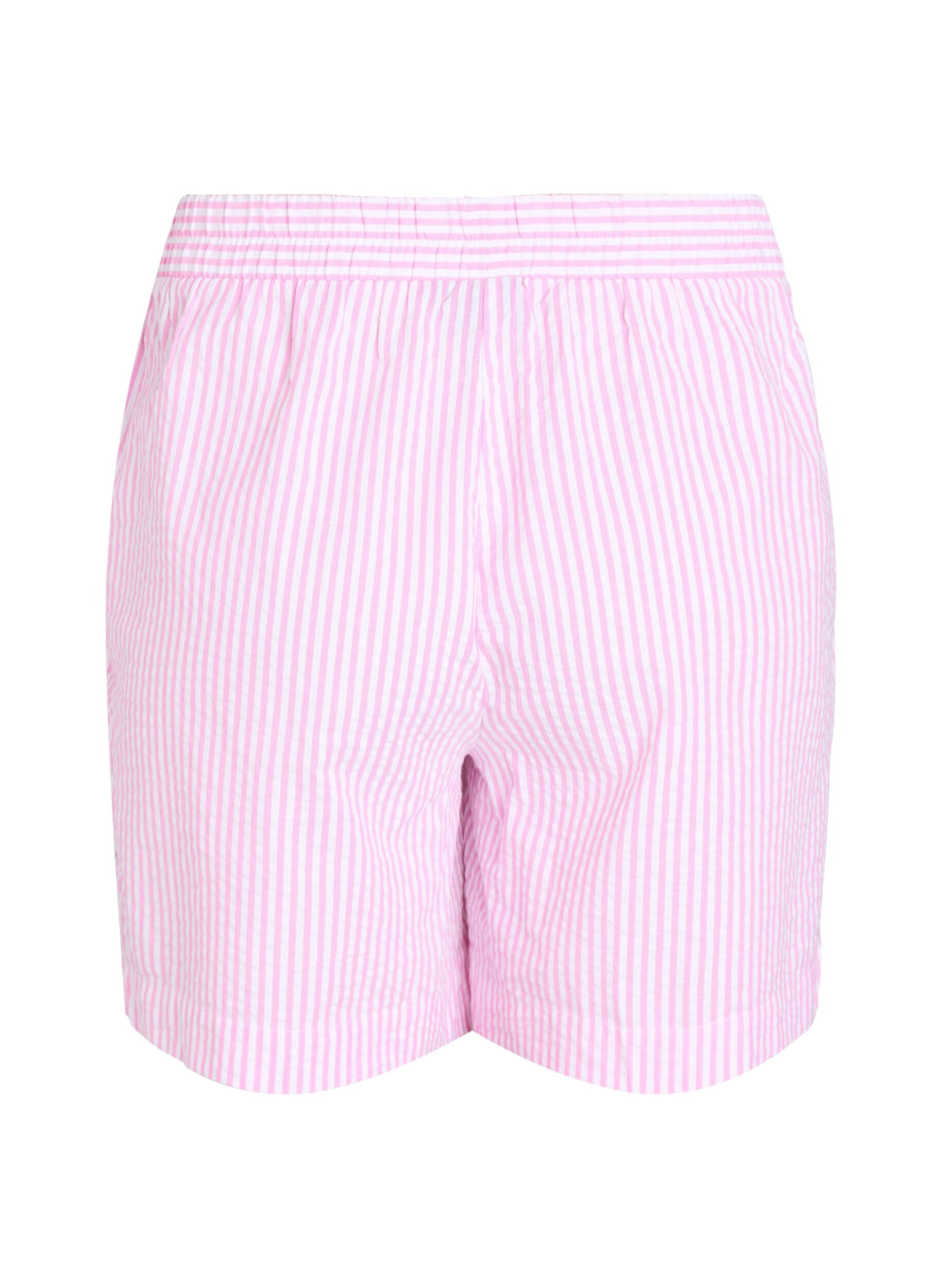 ZizziFLASH - Korte broek met strepen en een hoge taille, Roze, Packshot image number 1