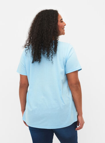 T-shirt à manches courtes avec col en V, Sky Blue, Model image number 1