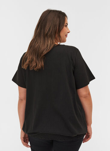 T-shirt imprimé en coton bio, Black, Model image number 1