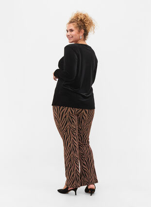 Pantalon à motifs avec paillettes, Black Lurex AOP, Model image number 1