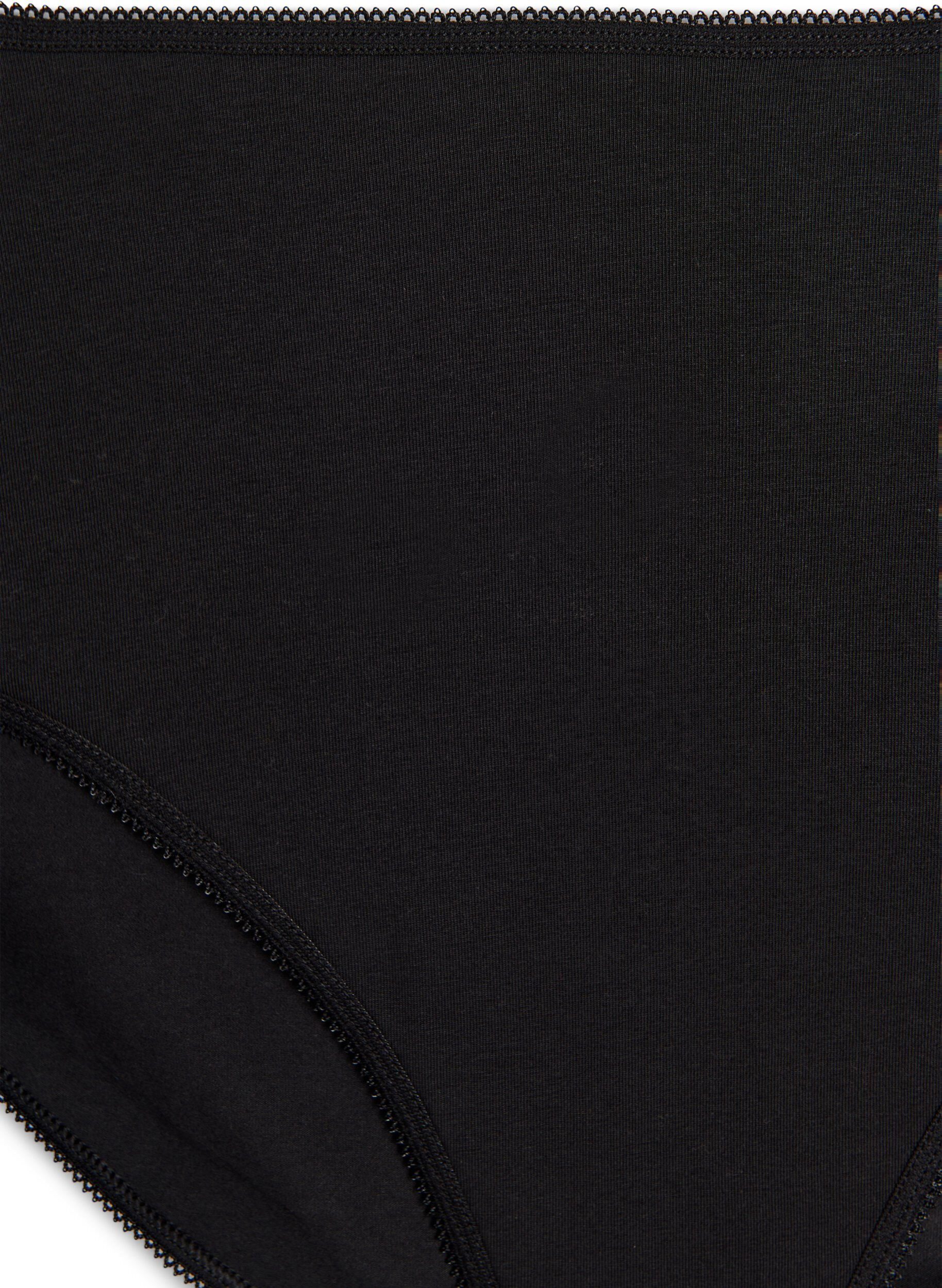 Zizzi5-pack katoenen slipje met normale taille, Zwart, Packshot image number 3