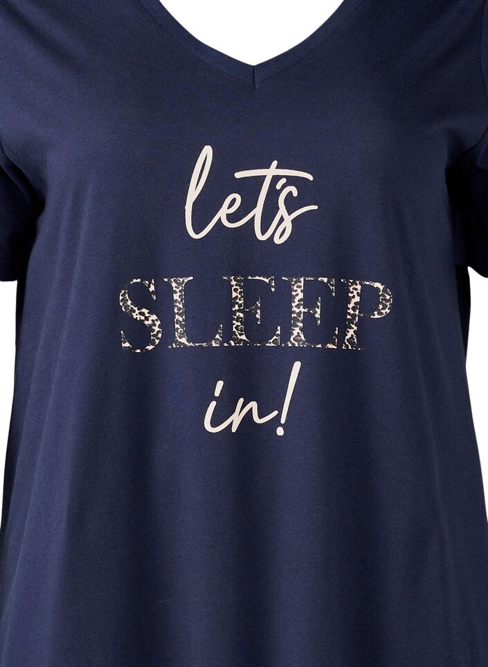 Nachtjapon van biologisch katoen met V-hals, Blauw, Packshot image number 2