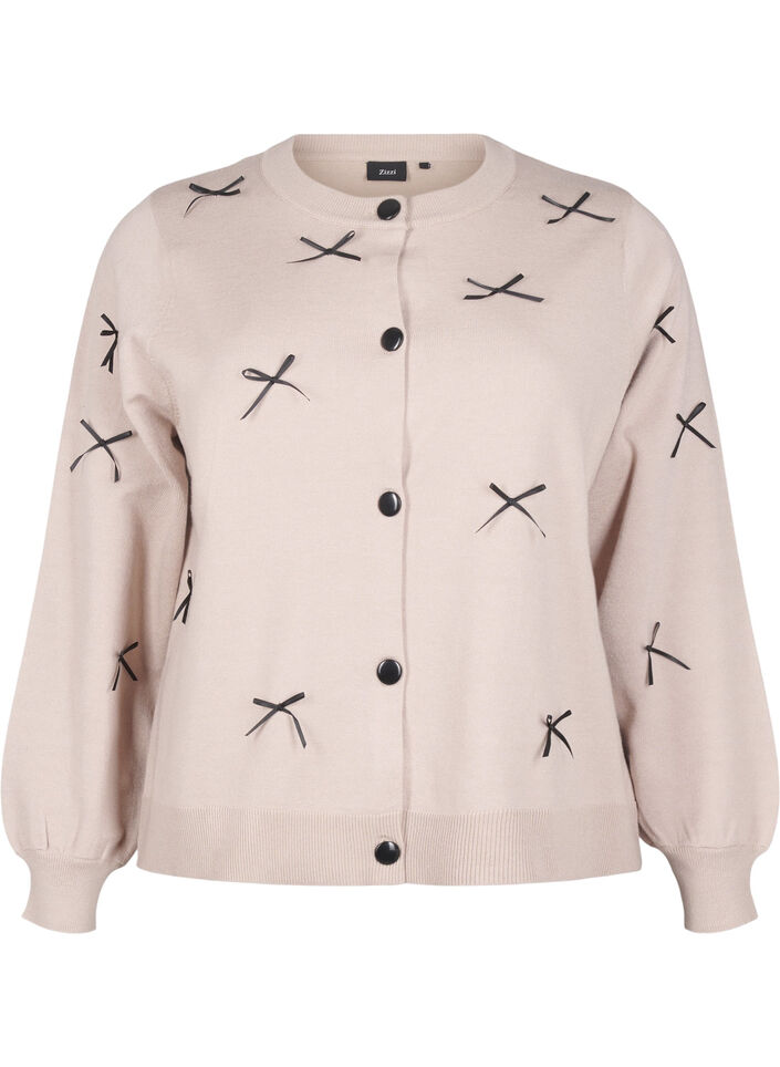 Cardigan tricot&eacute; avec n&oelig;uds, Simply T. Black Bows, Packshot image number 0