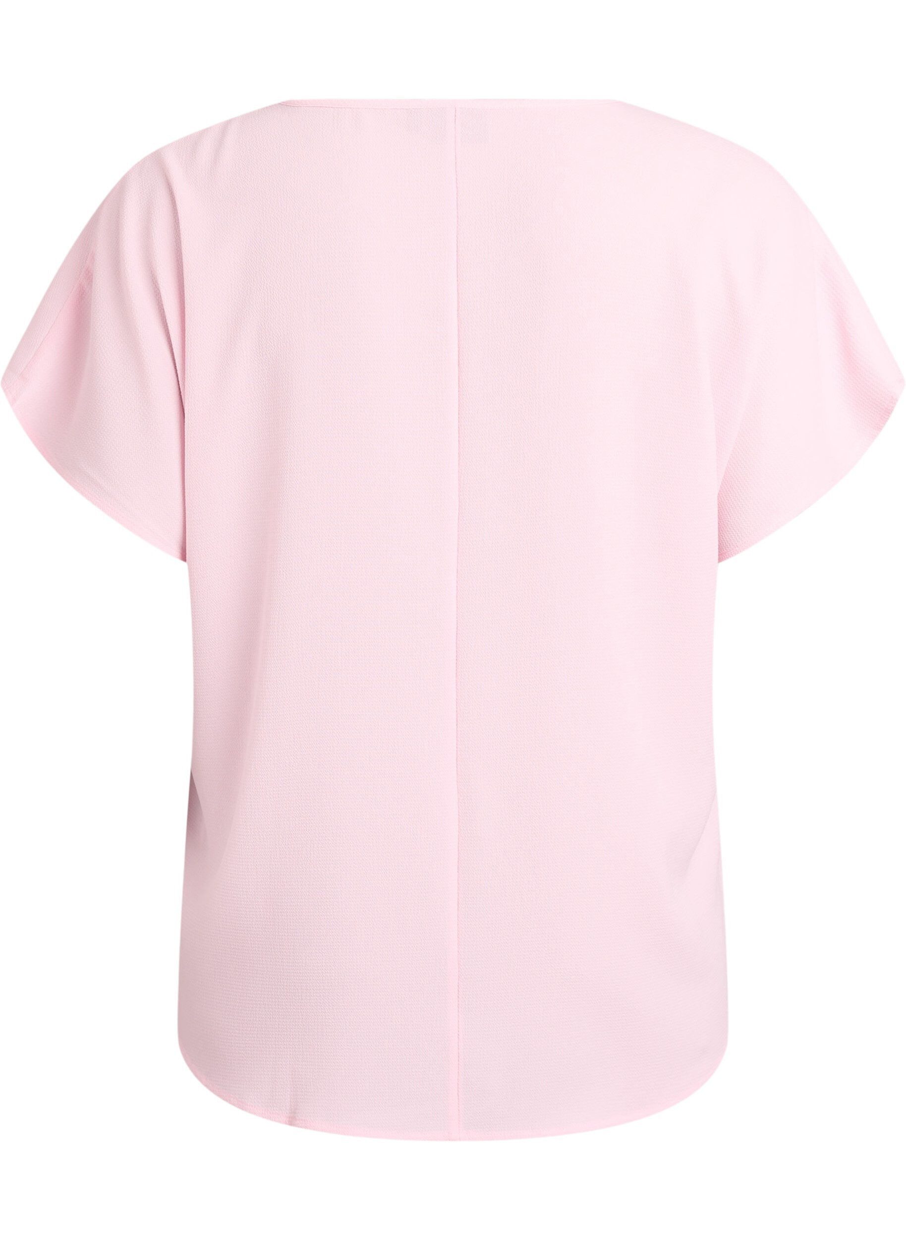 ZizziBlouse met korte mouwen en een ronde halslijn, Roze, Packshot image number 1