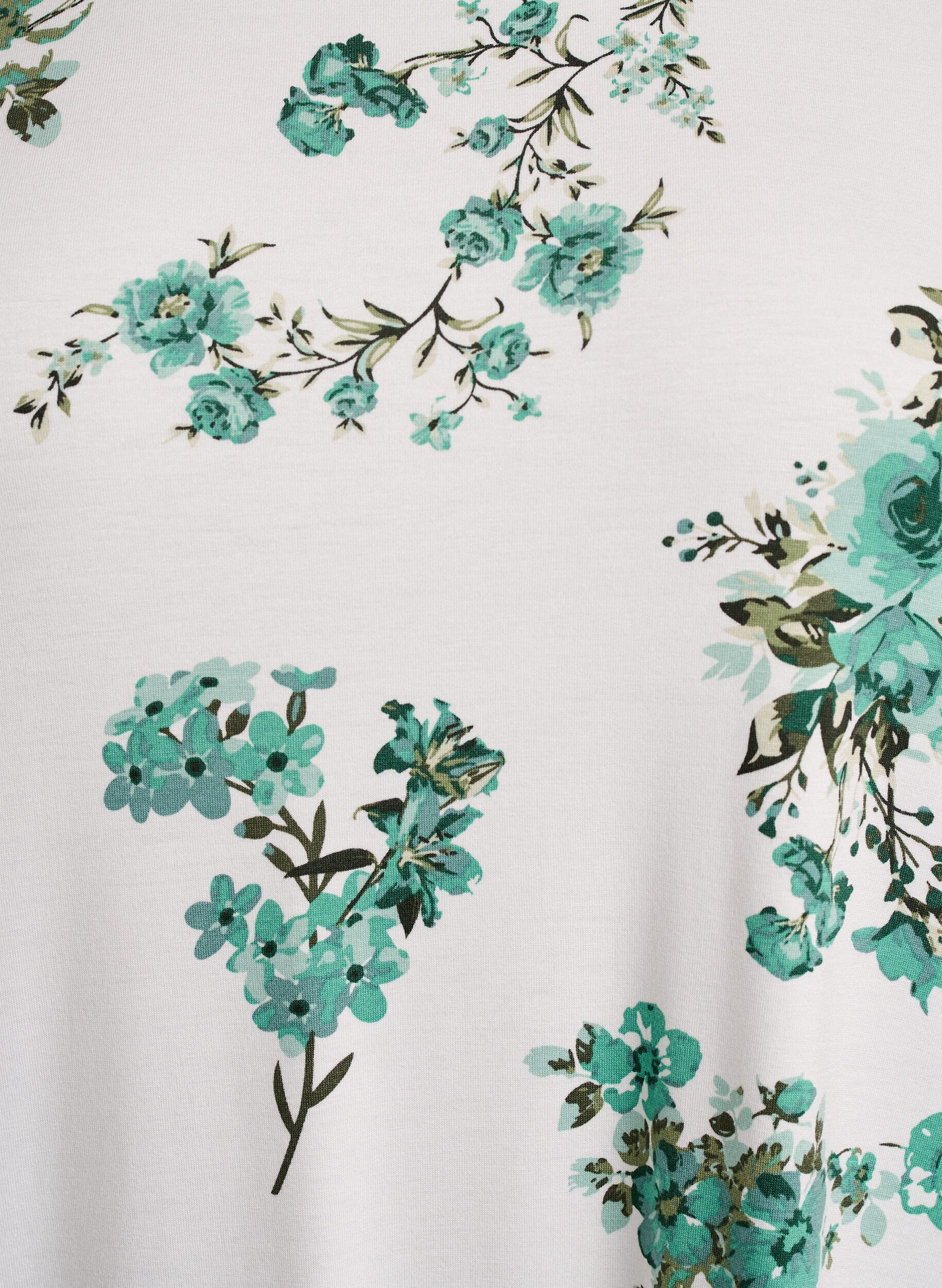 Zizzi T-shirt avec imprim&eacute; floral, Blanc, Packshot image number 2