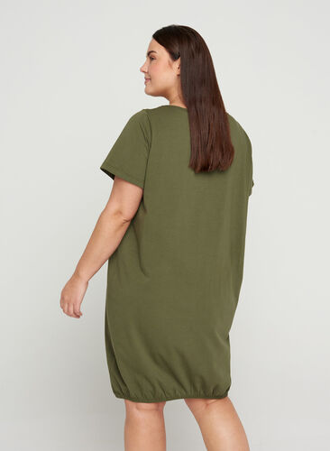 Robe à manches courtes en coton, Ivy Green, Model image number 1