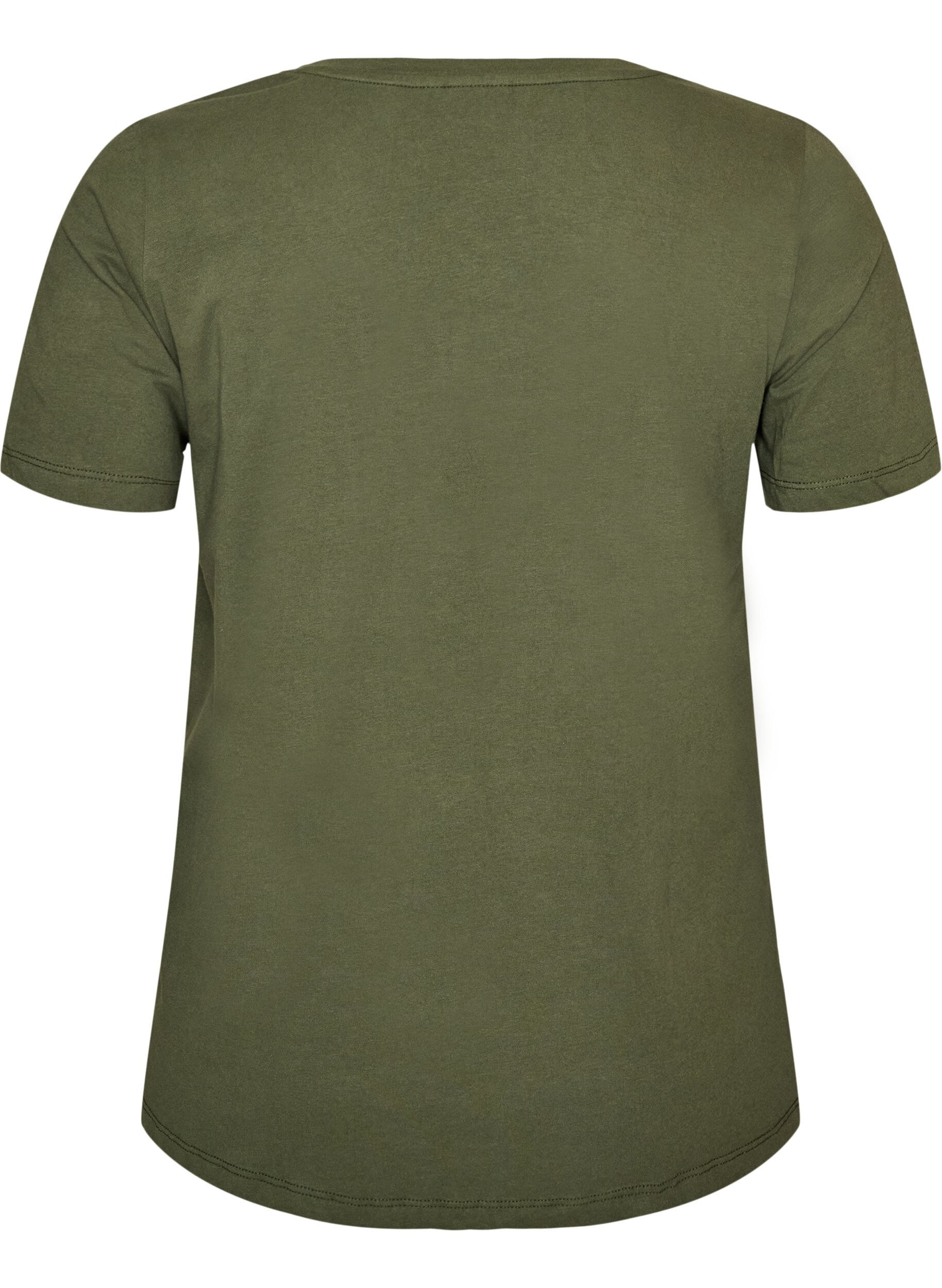 ZizziEffen basic T-shirt van katoen, Groen, Packshot image number 1