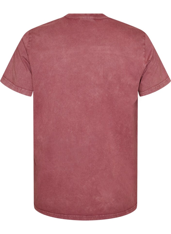 T-shirt en coton avec imprim&eacute; sur le devant et effet d&eacute;lav&eacute;, Bordeaux, Packshot image number 1