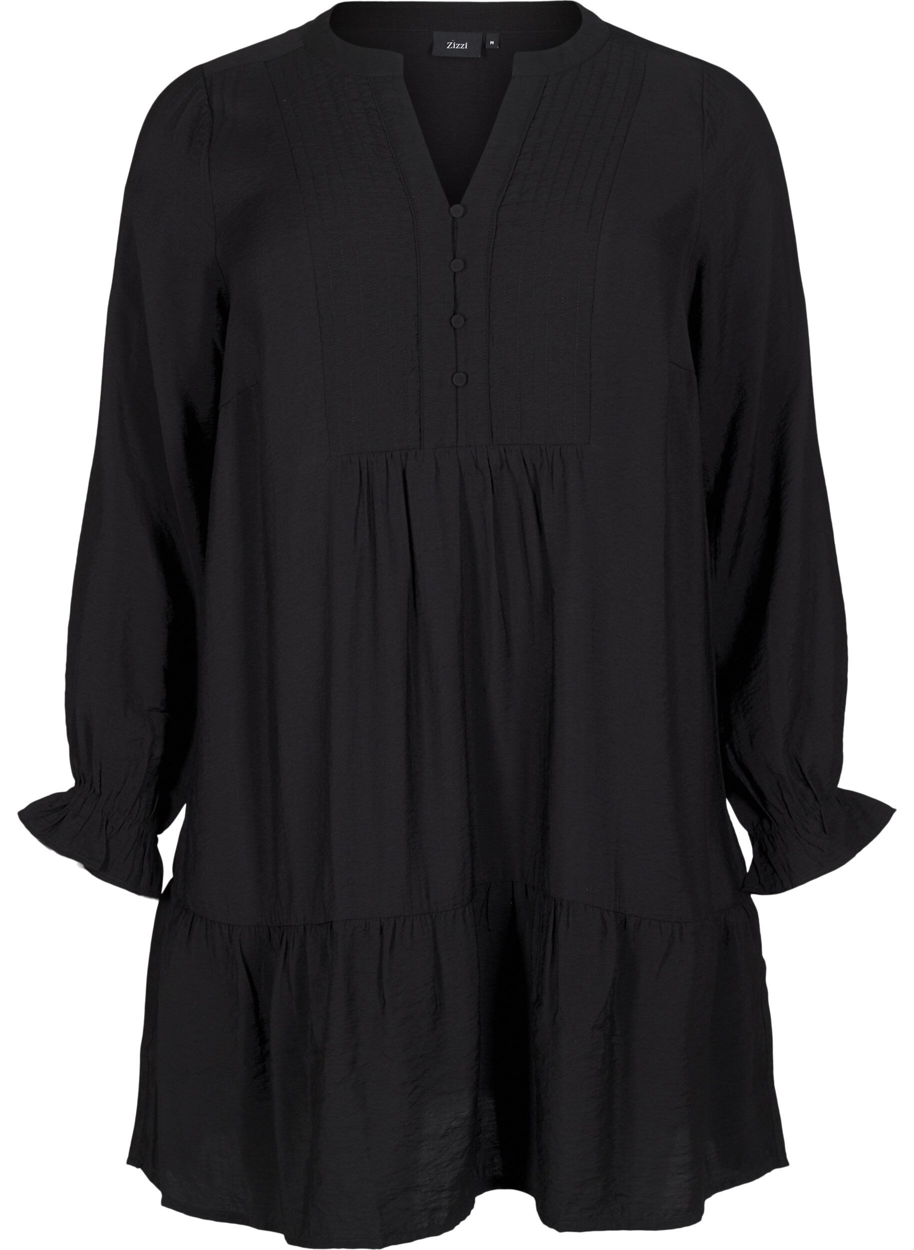 Zizzi Robe courte avec coutures et boutons, Black, Packshot image number 0
