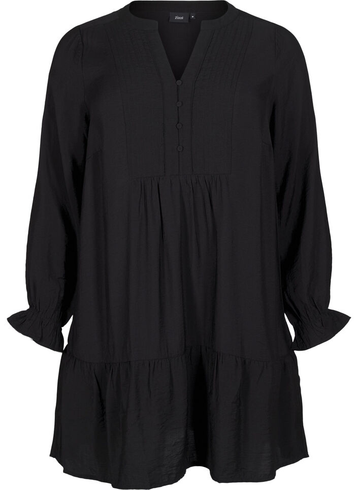 Robe courte avec coutures et boutons, Black, Packshot image number 0