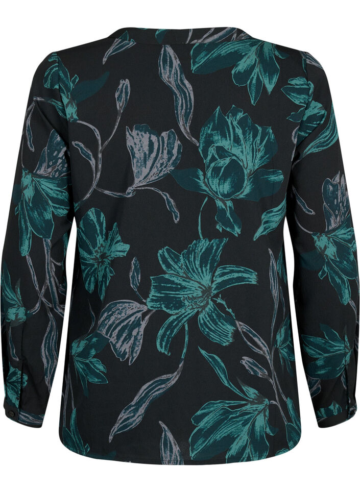 FLASH - Blouse met lange mouwen en print, Black Scarab Flower, Packshot image number 1