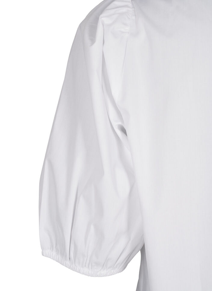 Blouse met korte mouwen en kant detail, Bright White, Packshot image number 3