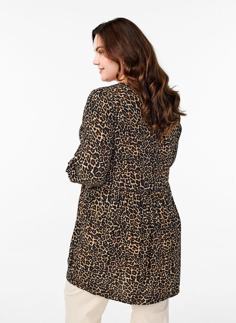 Lange mouwen tuniek met een naad, Bruin, Model image number 2