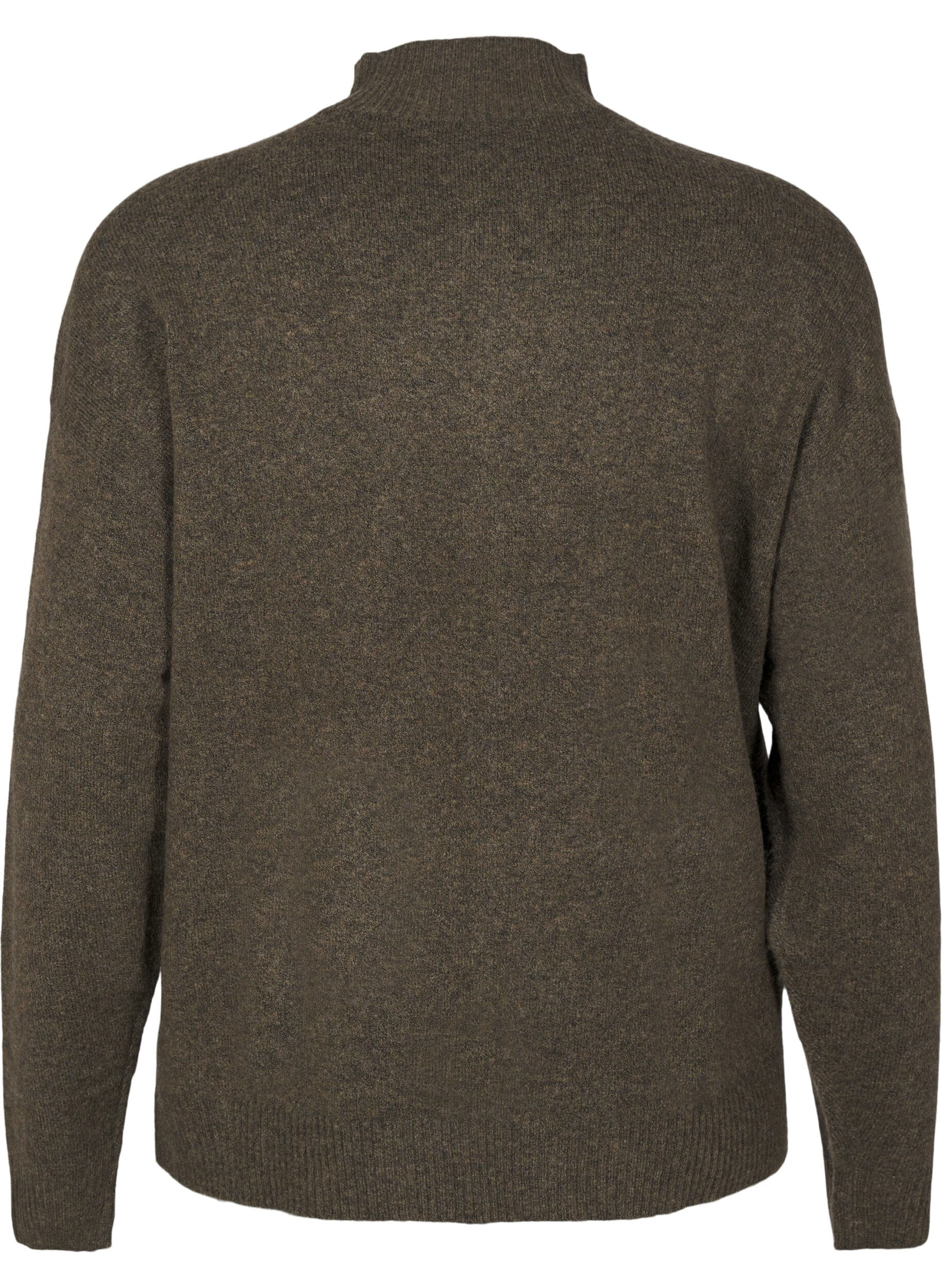 ZizziGebreide wollen blouse met hoge hals, Sea Turtle Mel., Packshot image number 1