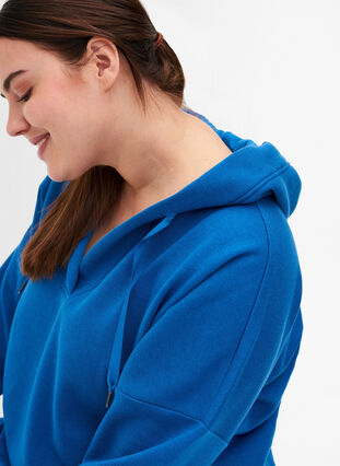 Sweatshirt met capuchon en split, Daphne Blue, Model image number 2