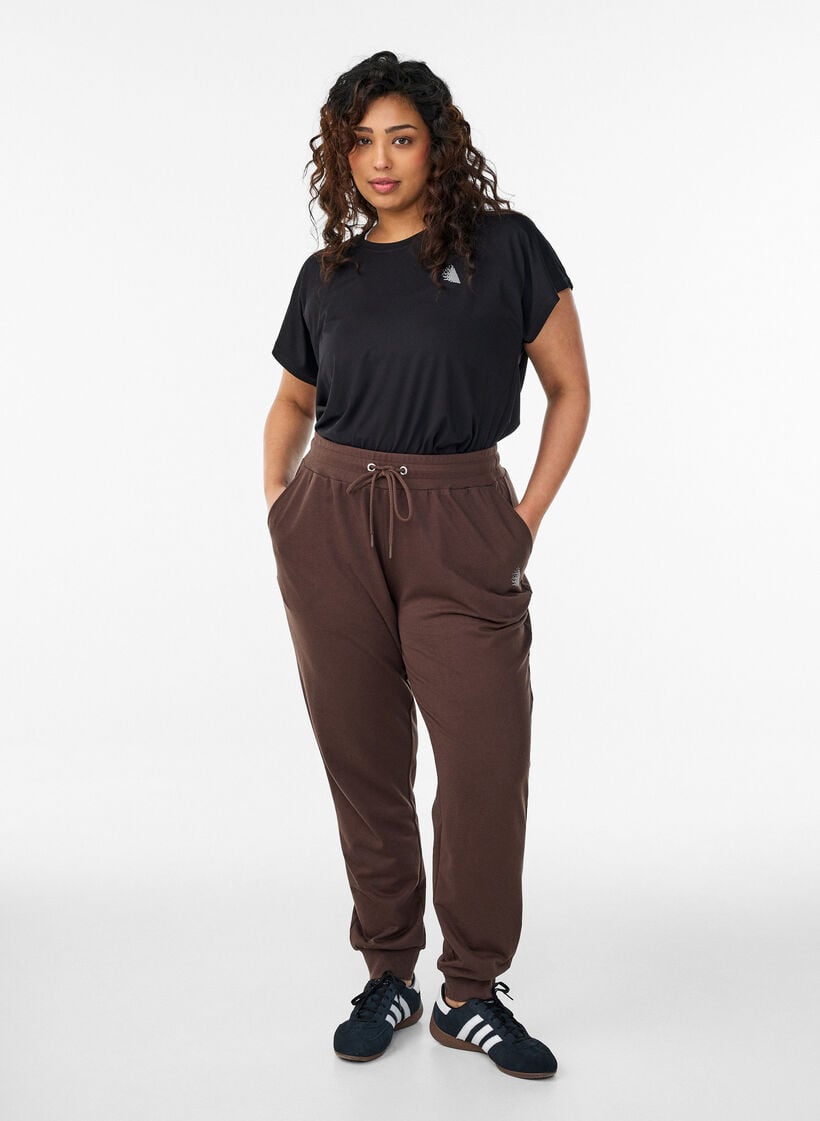 Pantalon de surv&ecirc;tement ample avec poches, Marron, Model image number 1