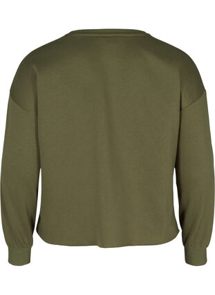 Cropped sweatshirt met ronde hals, Ivy Green, Packshot image number 1