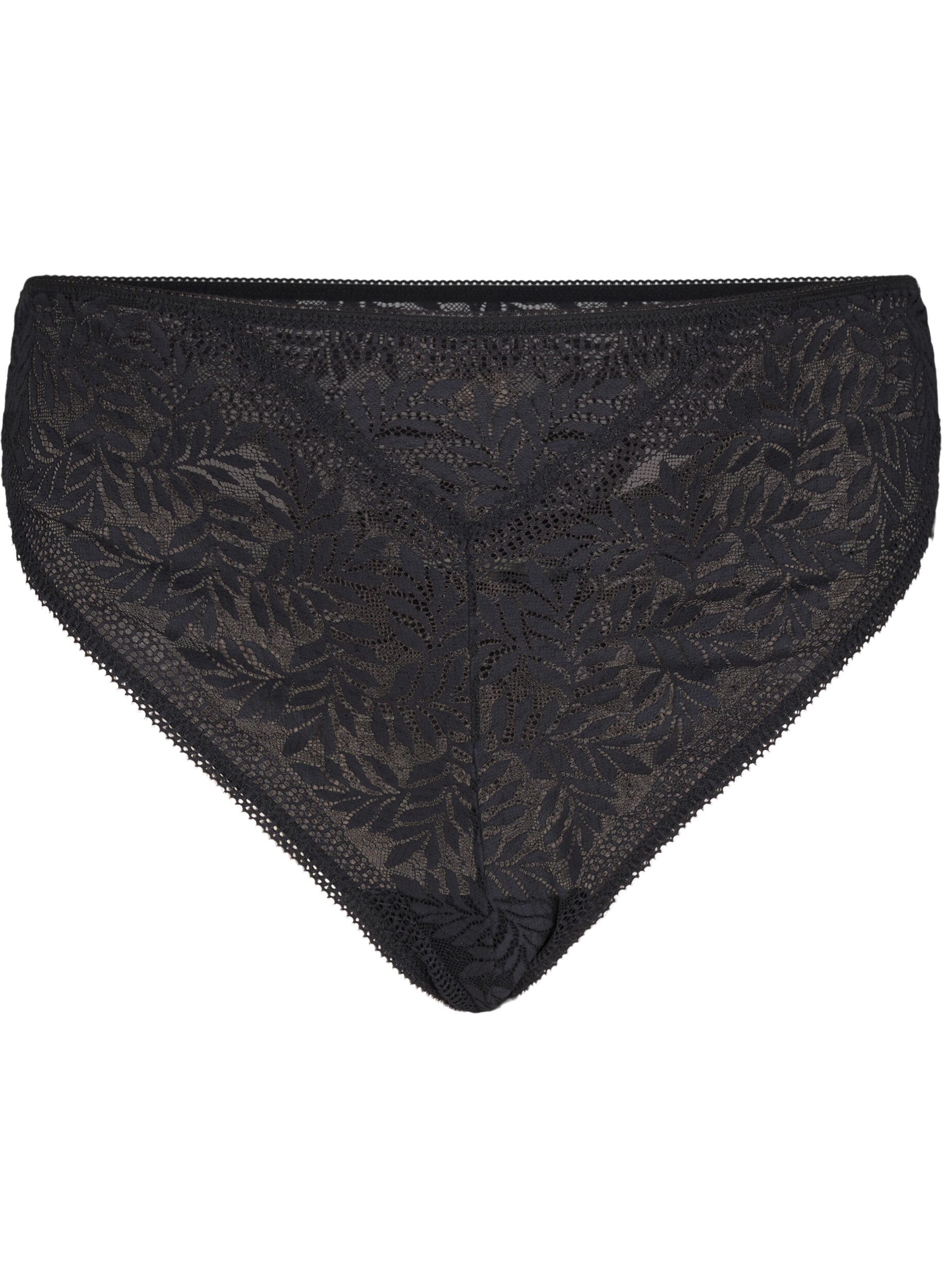 Zizzi String en dentelle &agrave; taille r&eacute;guli&egrave;re, Black, Packshot image number 0