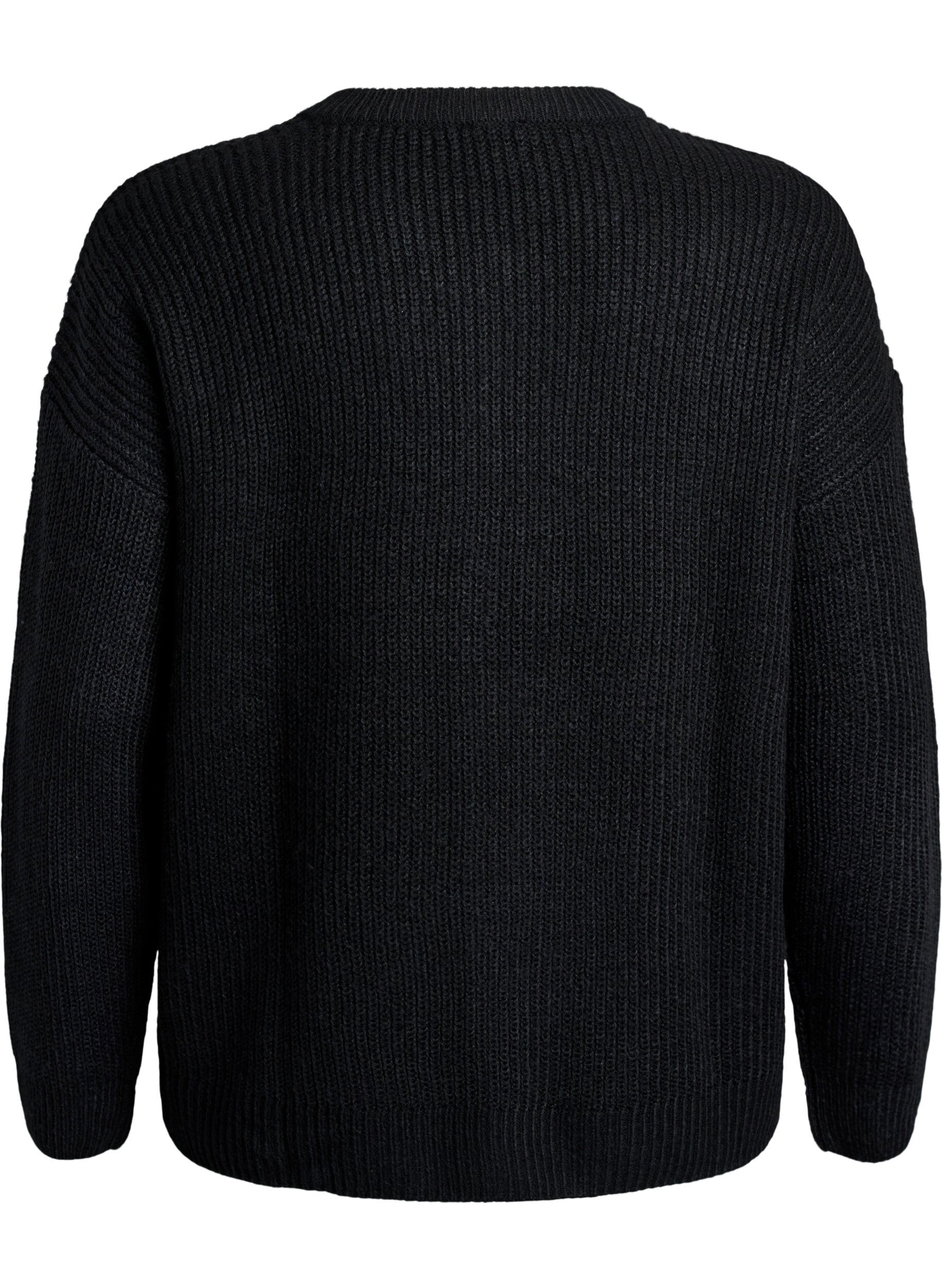 ZizziBreigoed cardigan met ritssluiting, Zwart, Packshot image number 1
