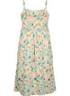 Gebloemde viscose strappy jurk met smock, Green Flower, Packshot image number 1