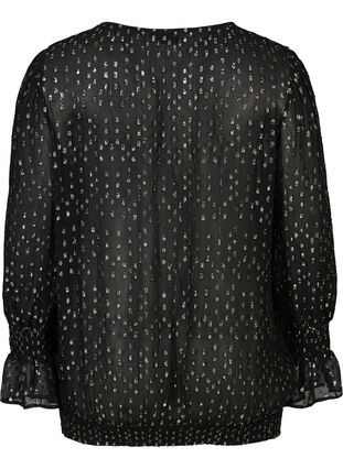 Viscose blouse met zilveren details, Black, Packshot image number 1