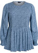 Blouse met gesmokte top en bloemenprint, Blauw, Packshot image number 0