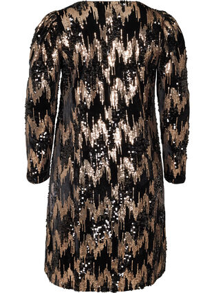 Robe en velours manches longues à sequins, Black w. Sequins, Packshot image number 1