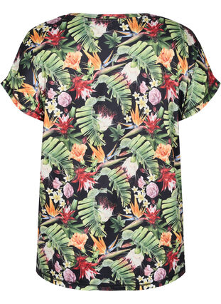 T-shirt de sport à manches courtes avec imprimé, Palm Flower AOP, Packshot image number 1