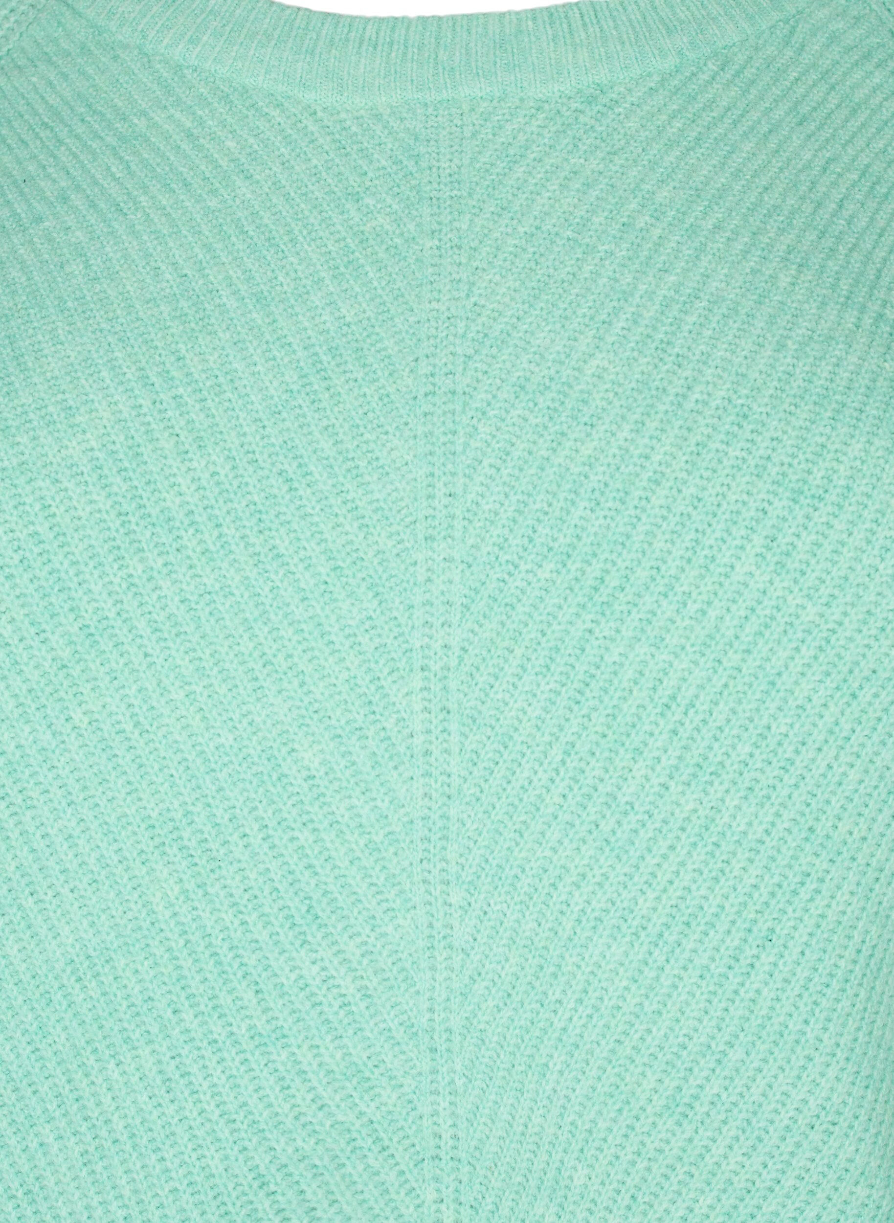 Zizzi Pull en m&eacute;lange avec fente lat&eacute;rale, Cabbage/White, Packshot image number 2