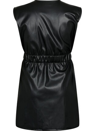 Robe courte aspect cuir, Black, Packshot image number 1
