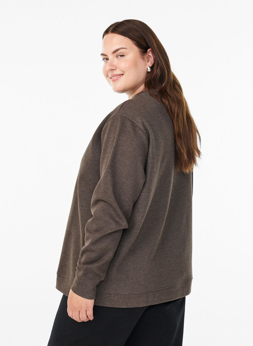 Sweatshirt met ronde hals, Bruin, Model image number 2