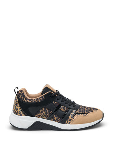 Sneakers met Luipaardprint  en brede pasvorm, Leopard Print, Packshot image number 0