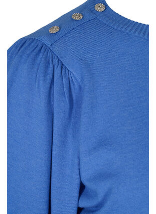 Pull en tricot à manches bouffantes, Ultramarine Mel, Packshot image number 3