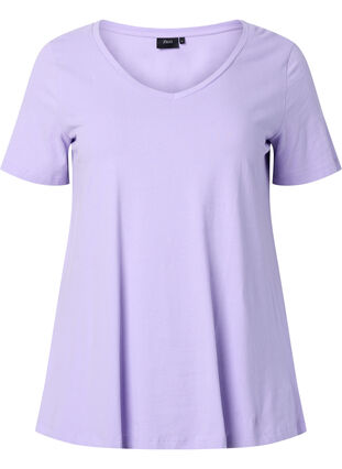 T-shirt en coton uni basique, Lavender, Packshot image number 0