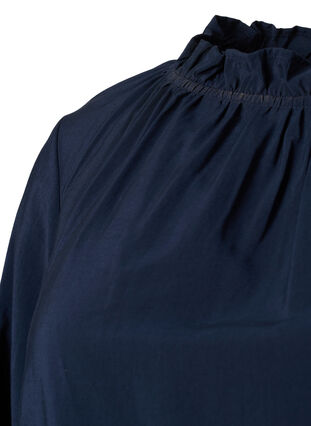 Viscose blouse met lange mouwen en ruches, Total Eclipse, Packshot image number 3