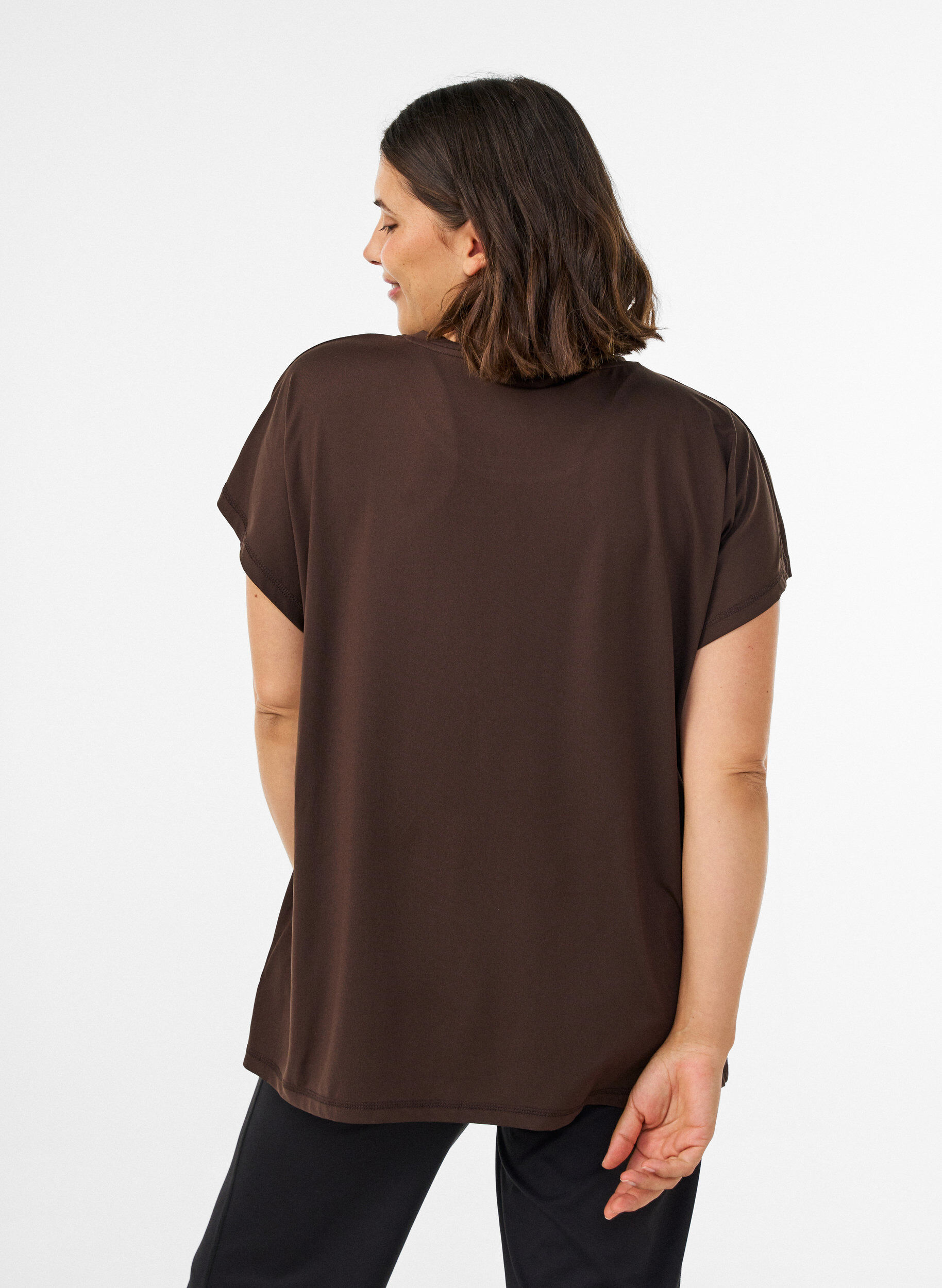 ZizziT-shirt de sport couleur unie, Marron, Model image number 2